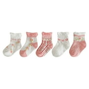 WUANDIXFA Socks for Kids Ankle Hiking Running Socks Girls Boys Teens Athletic Warm Thick Cushion No Show Socks 5 Pairs White,3-4 Years
